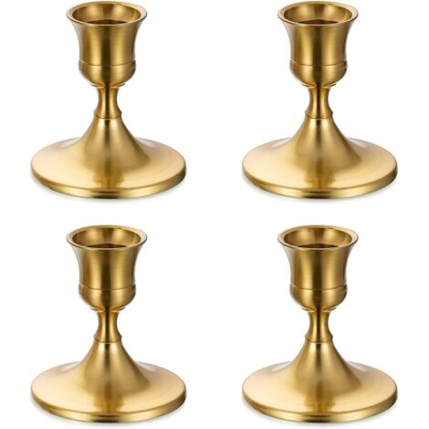 AHLSEN Petite Chandelier Bougeoir Doré - Lot de 4 Bougeoirs Mariage Métal Décoratifs pour Bougies Chandelles Piliers Noel Decoration Maison L’Avent Centre de Table Moderne