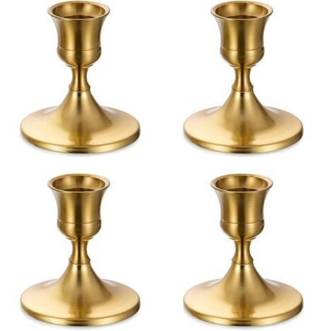 AHLSEN Petite Chandelier Bougeoir Doré - Lot de 4 Bougeoirs Mariage Métal Décoratifs pour Bougies Chandelles Piliers Noel Decoration Maison L’Avent Centre de Table Moderne