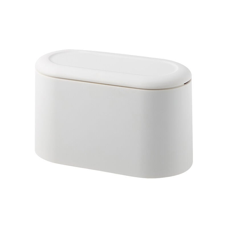 Petite Poubelle de Table avec Couvercle à Bouton-Poussoir Poubelle de Bureau Blanche Mini Poubelle de Table Plastique Poubelle de Table Cuisine