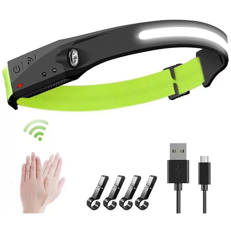 Ahlsen - Phare, 2pcs phare led rechargeable par usb cob Induction étanche, adapté à la course, à la pêche, au camping, à la randonnée, au cyclisme, à