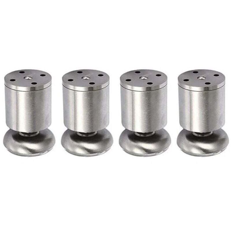 Ahlsen - Pied de meuble 4 pcs Pieds de Meuble en Acier Inoxydable réglables en Hauteur, Pieds de Table, 50 x 80 mm, tapis en caoutchouc, sûr et