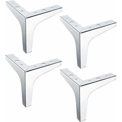Ahlsen Pieds Meubles Triangulaires Modernes Métal Pieds Meubles Interchangeables Triangle Pieds De Meubles Tv Lit Canapé Pieds Meuble Socles Canapé Pied Table Diy Acier Table Basse 4 Pièces（Argent,10C