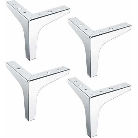 Ahlsen Pieds Meubles Triangulaires Modernes Métal Pieds Meubles Interchangeables Triangle Pieds De Meubles Tv Lit Canapé Pieds Meuble Socles Canapé Pied Table Diy Acier Table Basse 4 Pièces（Argent,10C