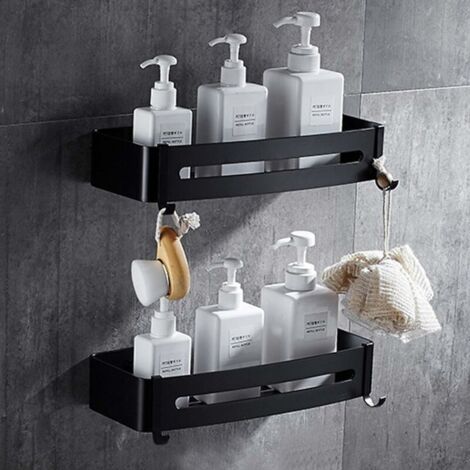 Ahlsen Pieza Soporte para carrito de ducha Sin perforación Montado en la pared Sin suciedad Baño Cocina Ducha Aluminio Autoadhesivo Carrito de ducha montado en la pared Organizador de champú
