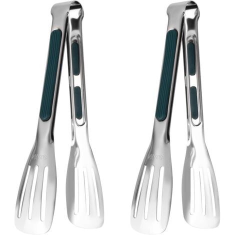Ahlsen Pinzas de cocina para buffet, paquete de 2 pinzas de cocina para servir, pinzas de cocina de acero inoxidable con mango antideslizante, pinzas para ensalada de acero inoxidable para cocina, asa