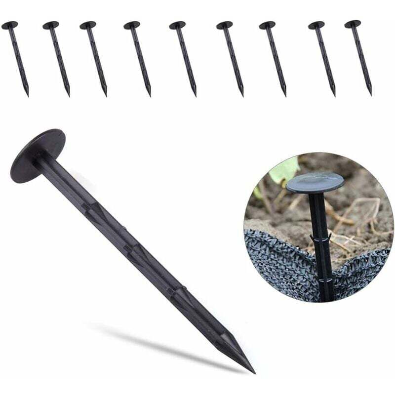 Piquet de Fixation Plastique,Piquet Sol en Plastique,Piquet de Fixation pour bache,ancrage de Sol pour Jardin,Clous pour Jardin (11cm-100 pcs)