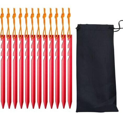 AHLSEN Piquet de Tente,Piquets de Tente,12 Pièces Sardines de Fixation,Piquet Tente Aluminium,Sardine Tente 18cm,Sardines Camping pour Bâche de Camping Bâche de Plage
