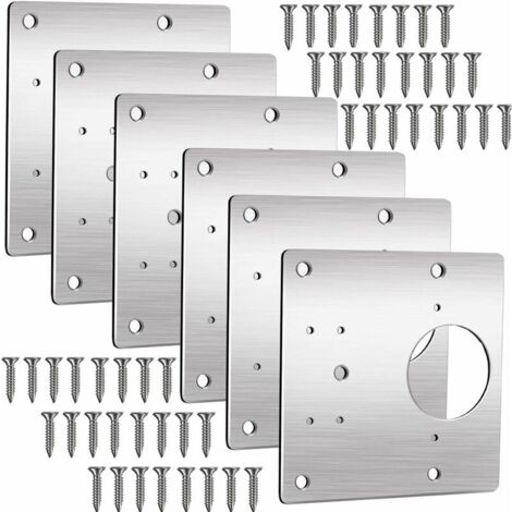 Ahlsen Placa de reparación de bisagras, kit de reparación de bisagras para ventana, cajón, muebles de gabinete, 9, 9 cm, para bisagras de gabinete de cocina, puerta de armario (6), Versailles