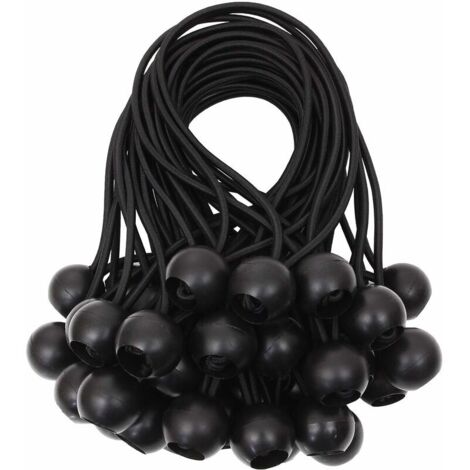 Ahlsen Planenspanner, Kugelspanner, elastischer Spanner, Gummispanner für Banner, Plane, Pavillon, Zelt, Vorhänge, Verlängerungsgurt, Planenstütze, weiß, 15 cm (schwarz, 40 Stück)