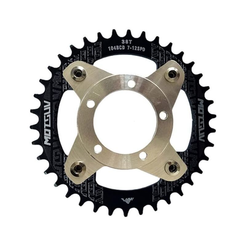 Ahlsen - Plateau de pédalier 104 bcd 32T Noir étroit Large avec Anneau de chaîne, Adaptateur de Moteur Moyen d'entraînement pour vélos de Route, vtt