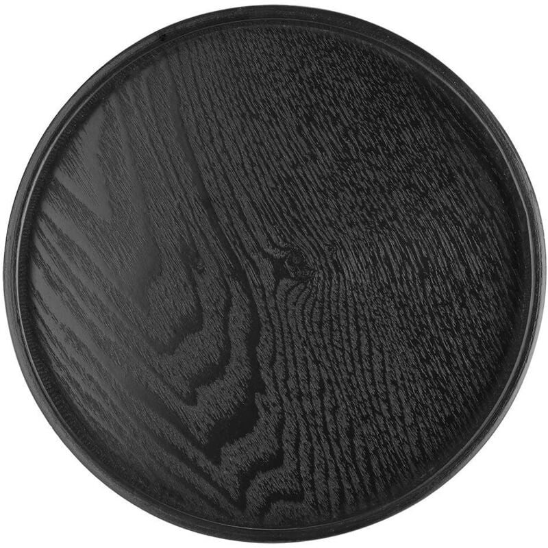 Plateau de service rond en bois massif pour thé, café, collation, nourriture, repas Plateau en bois antidérapant avec bords surélevés (30 cm) - Ahlsen