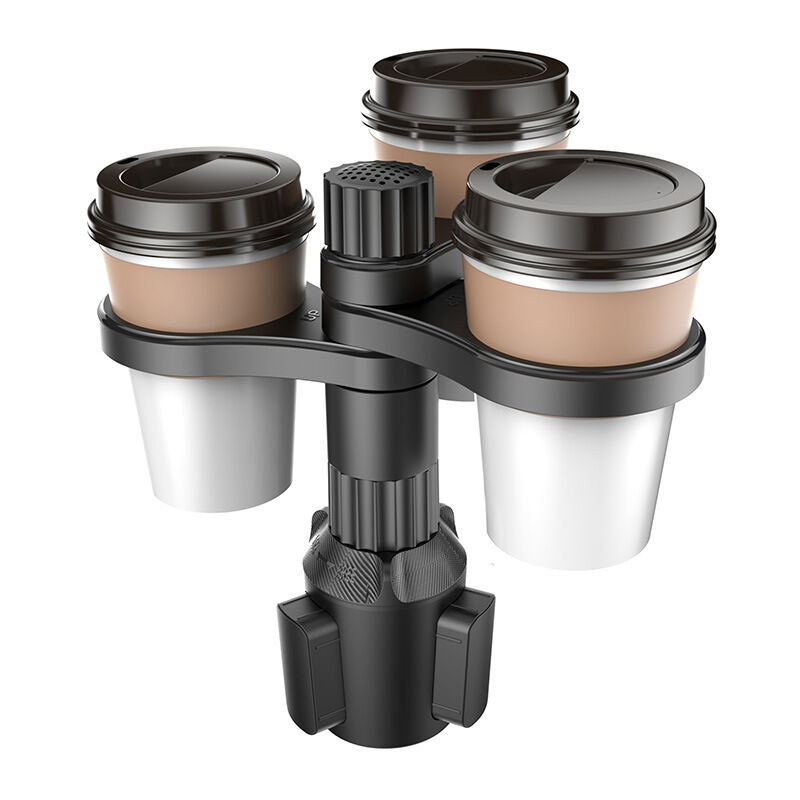 Ahlsen - Plateau porte-gobelet de voiture 3 en 1 avec bras réglables et base réglables 3 porte-gobelets pour voiture, plateau universel pour manger