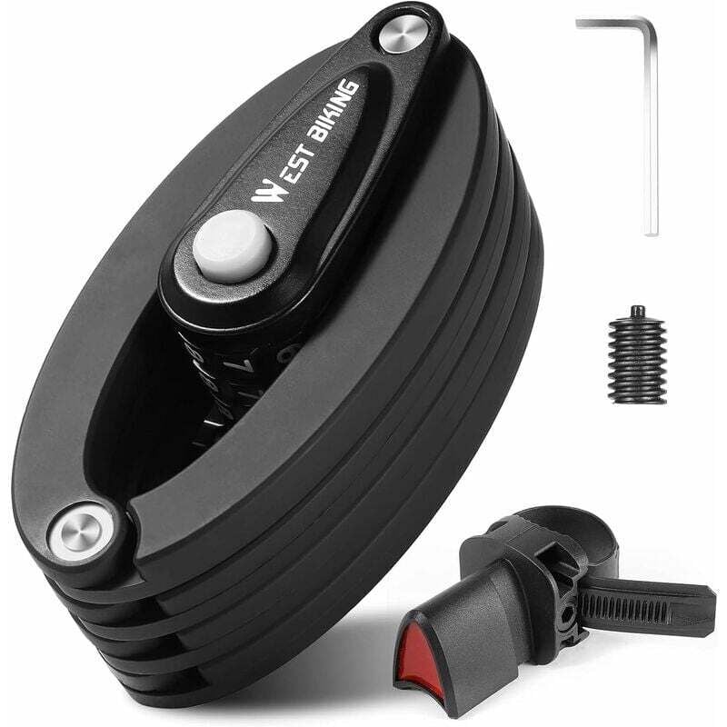 Ahlsen - Pliable antivol velo, antivol vélo à combinaison antivol à 4 chiffres, niveau de sécurité 6, pliable antivol velo pliable très résistante,