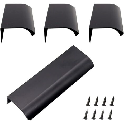 Ahlsen Poignée Dissimulée en Aluminium, Lot de 4 Poignée de Meuble Invisible en Alliage D'aluminium Pour Armoires de Cuisine, Salon (120x40mm) (Noir)