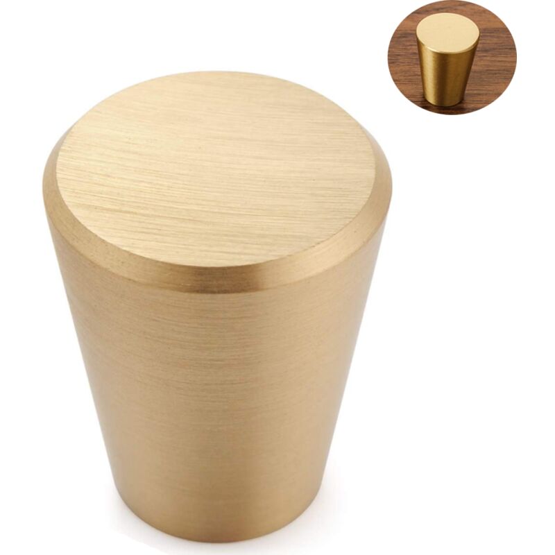 Ahlsen - Poignées de meubles en laiton pur pour armoires, tiroirs et armoires cônes dorés 20 mm 10 poignées de porte