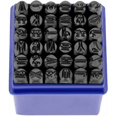 Ahlsen Poinçon de Lettre, Jeu de Timbres en Métal 36Pcs Poinçon de Numéro à Frapper Lettre à Frapper Lettre Alphabet A-Z et Numero 0-8 en Acier au Carbone Outil de Presse pour Perforation 1/4’’ -