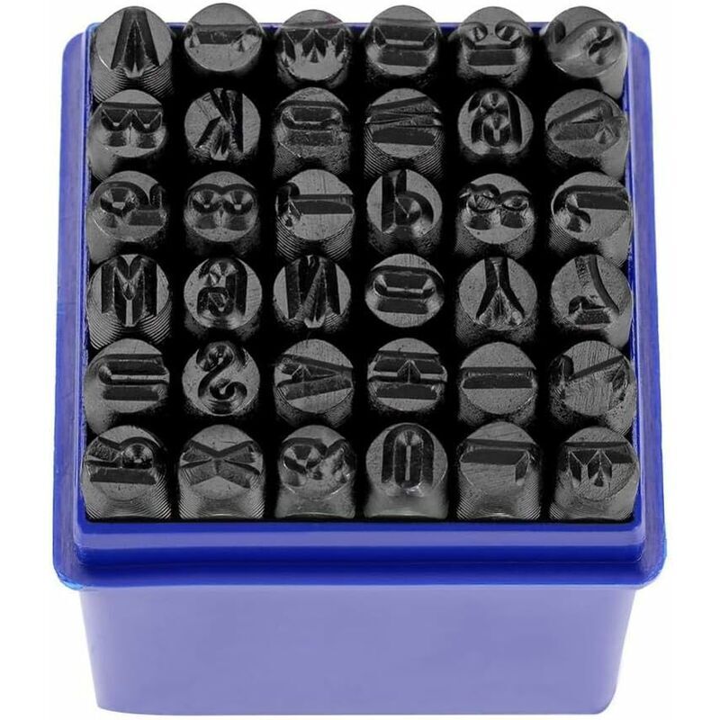 Ahlsen - Poinçon de Lettre, Jeu de Timbres en Métal 36Pcs Poinçon de Numéro à Frapper Lettre à Frapper Lettre Alphabet a-z et Numero 0-8 en Acier au