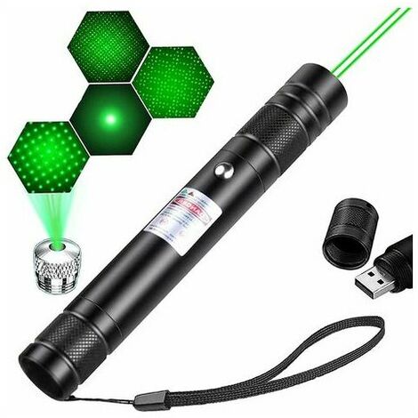Ahlsen Pointeur laser vert longue distance haute puissance, stylo pointeur laser, randonnée rechargeable, chargement USB