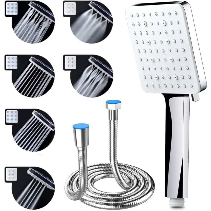 Ahlsen - Pommeau de douche avec tuyau, pommeau de douche à économie d'eau avec tuyau 1,5 m pommeau de douche pommeau de douche à effet de pluie