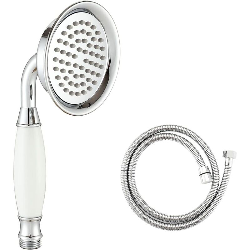 Ahlsen Pommeau de douche victorien et tuyau de 150 cm traditionnel en laiton et céramique pour salle de bain