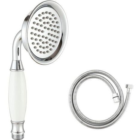 Ahlsen Pommeau de douche victorien et tuyau de 150 cm traditionnel en laiton et céramique pour salle de bain