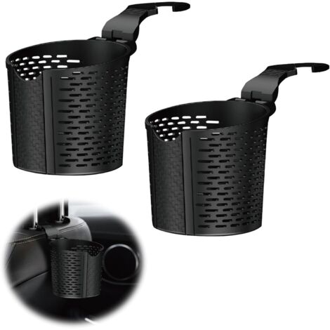 Ahlsen Portavasos para coche, portavasos universal para colgar, para bebidas, termo, botella de café, mini bote de basura, 10,5 cm de diámetro (negro), paquete de 2