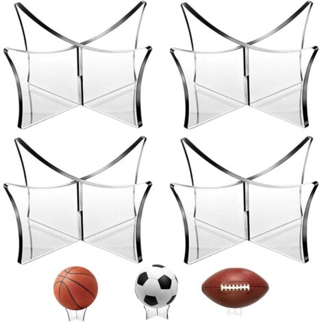 Ahlsen Porte-ballons, présentoir de basket-ball, présentoir de ballons, 4 pièces présentoir pour ballon de football, base de panier acrylique pour ranger et afficher de ballon de football ballon de