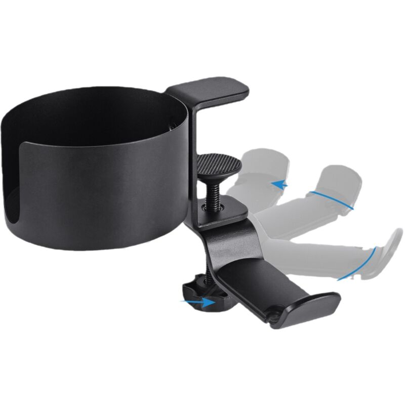 Ahlsen - Porte-gobelet réglable pour Bureau et lit, Anti-déversement, Support pour Gourde, Tasses à café, Facile à Installer, Montage en Surface