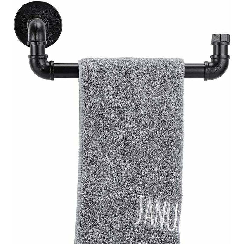 Ahlsen - Porte-serviettes mural industriel en forme de tuyau pour cuisine, salle de bain 12.5X4.5X4.5in noir