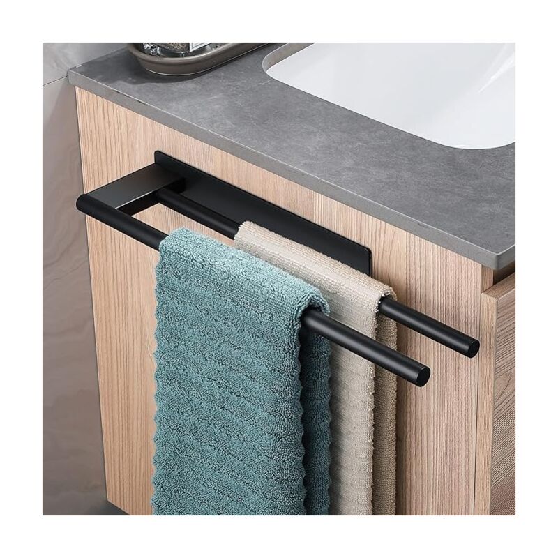 Ahlsen Porte-Serviettes sans Perçage en Acier Inoxydable Double Porte-Serviettes Auto-Adhésif à Deux Bras Invité Porte-Serviettes Mural pour Salle de