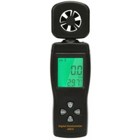 Ahlsen Probador de flujo de aire de velocidad del viento, mini anemómetro digital AS816 0,3-30 m/s