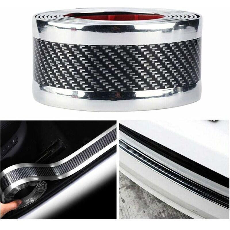 Protecteur de seuil de Porte de Voiture en Fibre de Carbone Universel Protecteur d'autocollant Auto-adhésif,5 x 100cm,Argent,5PCS - Ahlsen
