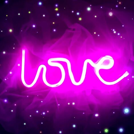Ahlsen QiaoFei Neon Love Signs, LED Light Love Art Decorative Marquee Sign - Wall Decor/Table Decoration for Wedding Party Kids Room Living Room Home Bar Pub Hotel Beach Leisure (Pink)