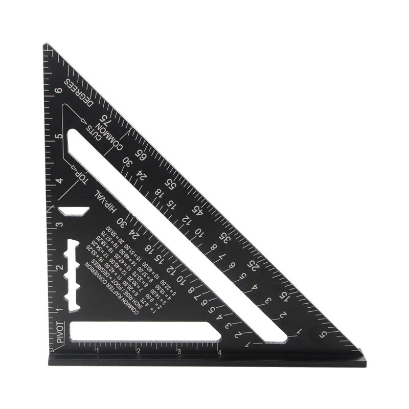 Ahlsen - Rapporteur carré triangulaire Outil de mesure en alliage d'aluminium de haute précision de 7 pouces, noir