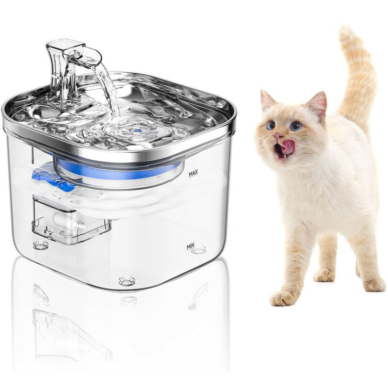 Réduction Fontaine à eau et distributeur d'eau pour chat,2L Fontaine De Chat Automatique Recyclables - Distributeur D'Eau Sans Bruit Pour Chiens De