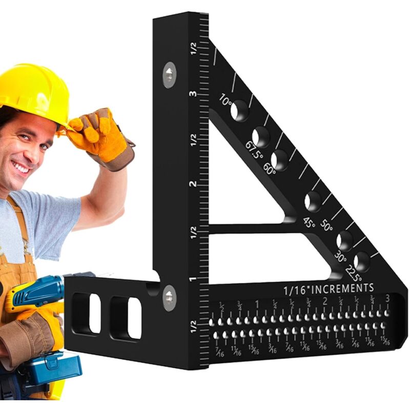 Ahlsen - Règle multi-angle pour le travail du bois, règle de mesure multi-angle 3D,Outil de traçage de mesure d'équerre de charpentier Outil de