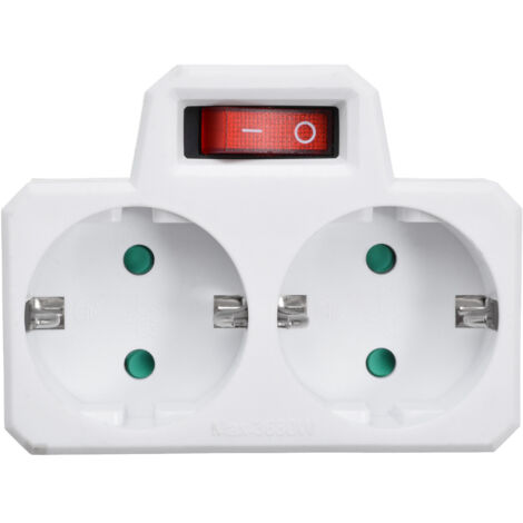 Ahlsen Regleta de 2 vías con interruptor, enchufes franceses, blanco