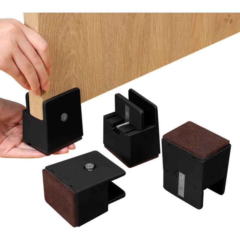 Ahlsen Rehausseurs de lit et de meubles réglables avec pince à vis, Heavy Duty Tables de canapé Rehausseurs de chaise, s'adaptent au diamètre des