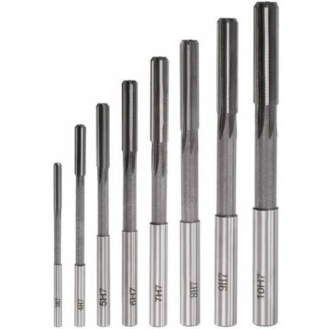 Ahlsen Reibahlenfutter-Set für Drehmaschinen, Fräser mit gerader Nut, HSS H7 Toleranz (3 mm 4 mm 5 mm 6 mm 7 mm 8 mm 9 mm 10 mm) 8-teilig
