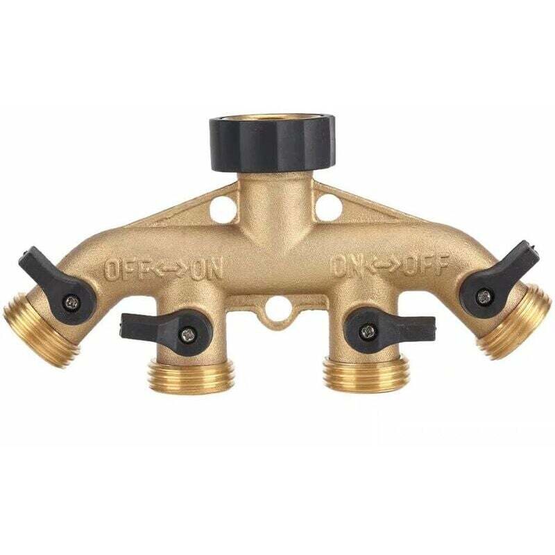 Ahlsen - Répartiteur de Robinet de Jardin en Laiton Robuste 2 Voies, Adaptateur de raccord de Tuyau de 3/4'3/4' pour l'irrigation de Jardin