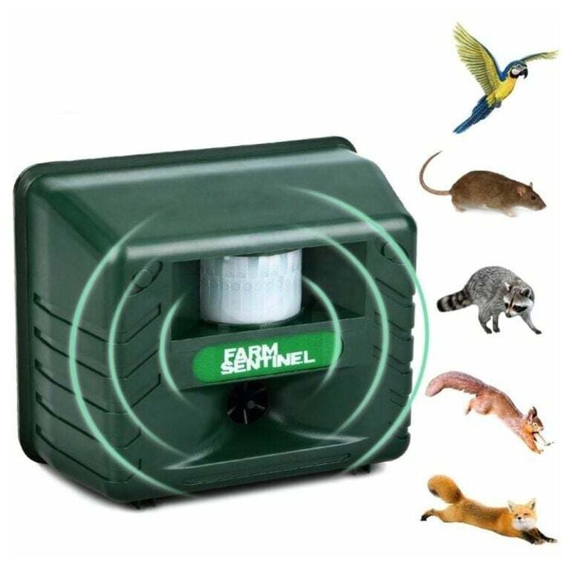Ahlsen - Répulsif à ultrasons extérieur pour oiseaux, répulsif à ultrasons pour animaux avec détecteur de mouvement et lumière clignotante