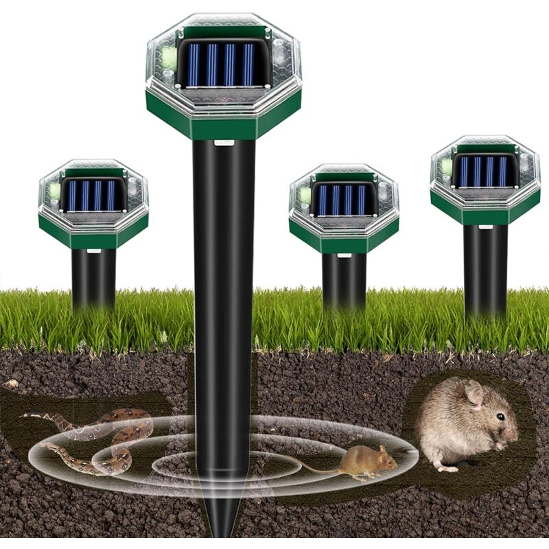 Ahlsen - Répulsif Chat Ultrason, 4 Pièces Répulsif Ultrasonique pour Souris,Répulsif Chat Exterieur 360 °,2025 Upgraded Répulsif Animaux à ultrasons