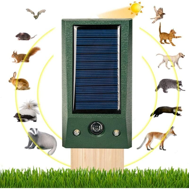 Ahlsen Répulsif pour animaux à ultrasons, dispositifs répulsifs pour lapins énergie solaire, répulsif pour animaux solaires éloigne efficacement cerf
