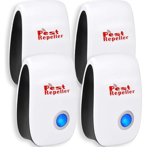 Ahlsen Répulsif Ultrason, 2020 Anti Moustique, Insectes, Rats, Fourmi, Cafard, Araignées, Efficace Anti-rongeurs. Pas d'odeur Pas de Danger, 100% sûr pour Les Humains - 4 Pack