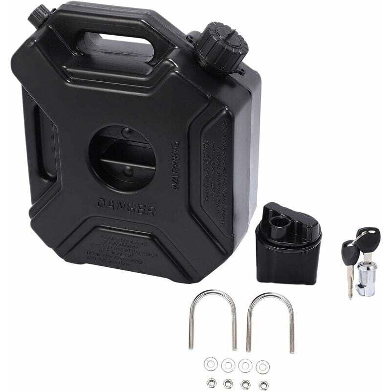 Ahlsen - Réservoir de carburant noir de 5 litres - Pour voiture, moto - Avec serrure et clé