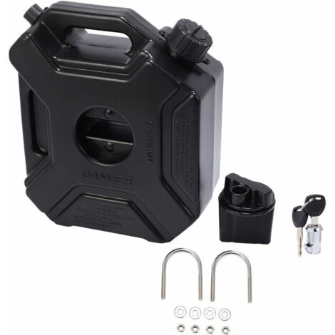 Ahlsen Réservoir de carburant noir de 5 litres - Pour voiture, moto - Avec serrure et clé