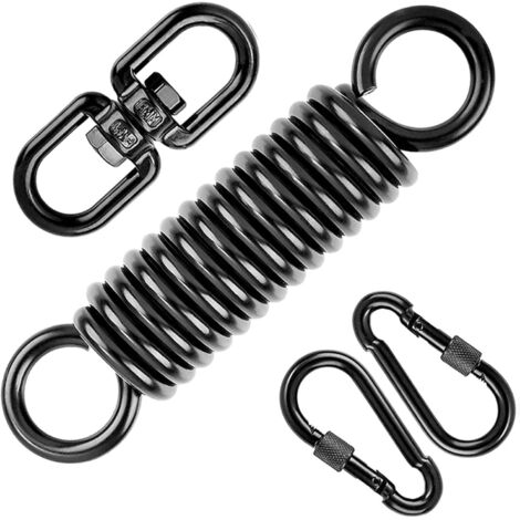 AHLSEN Ressort oscillant pour fauteuil suspendu, fauteuil suspendu avec 2 mousquetons et crochets pivotants à 360 °, mousqueton, capacité de charge jusqu'à 250 kg, ressort de suspension pour sac de
