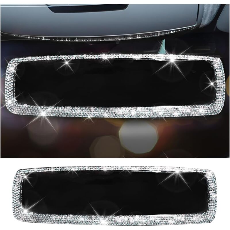Ahlsen - Rétroviseur De Voiture, Bling Retroviseur Interieur Voiture, Rétroviseur De Voiture Avec Cristal Diamants Bling Strass, Accessoire De