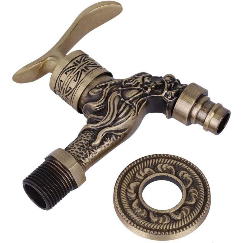 Robinet d'eau Structure en laiton Ancien motif de tête de dragon Unique Robinet d'eau Mitigeur G1 / 2' robinet d'eau structure en laiton poignée