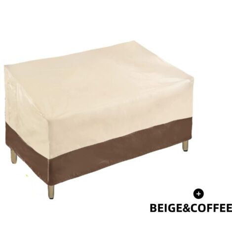 Ahlsen Robuster 2-Sitzer-Sofabezug für Terrassenbank, wasserdichter Outdoor-Sofabezug, Terrassenmöbelbezüge mit Lüftungsschlitzen, klein (Standard), Beige und Braun